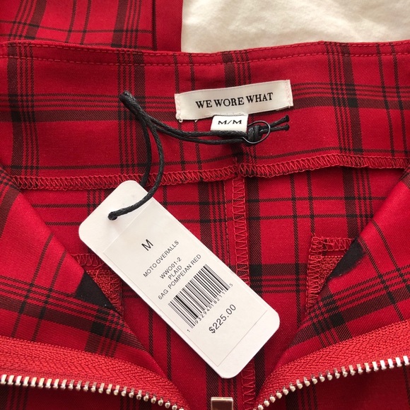 WeWoreWhat Moto Overalls Red Plaid M - Picture 3 of 6